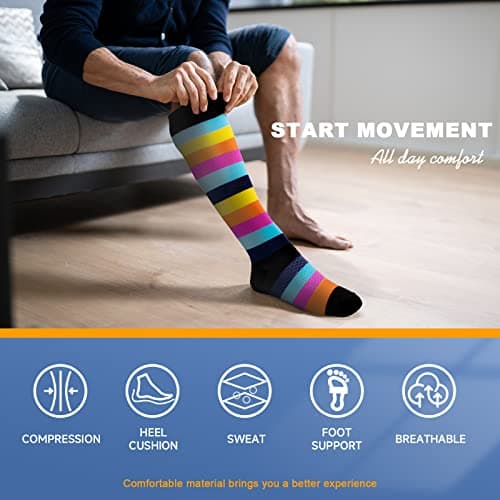Best Knee High Compression Socks 20-30 mmHg for Running, Nurses & Travel