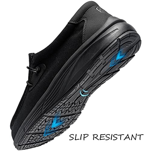 Mens LARNMERN Slip Resistant Work Loafers for Plantar Fasciitis and Food Service