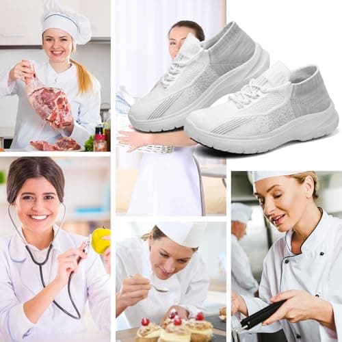 White Non-Slip Shoes for Women's Work in Food Service