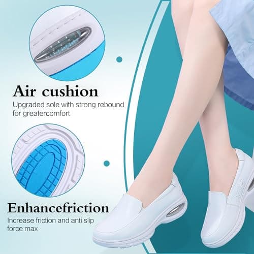 CNUEI Ladies Anti-Slip Comfortable Restaurant Service Shoes Lightweight Casual Leather