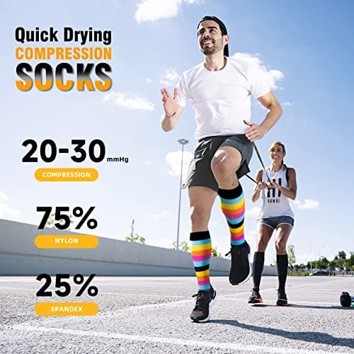 Best Knee High Compression Socks 20-30 mmHg for Running, Nurses & Travel