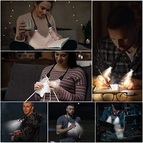 Bendable Neck Reading Light, 6 Brightness Levels, Rechargeable for Bed Reading, Crochet & Knitting