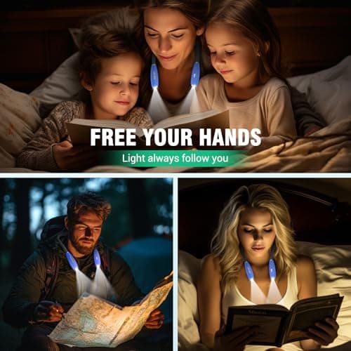 Rechargeable LED Reading Light for Bed, 3 Brightness Levels, Bendable Neck Lamp