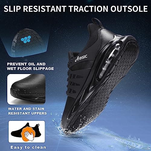 ARISIC Men's Slip Resistant Waterproof Work Shoes for Kitchen Chef Comfort