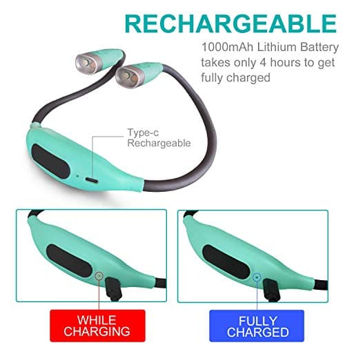 3 Color 3 Brightness USB Rechargeable Neck Reading Lamp for Bed Camping Repair