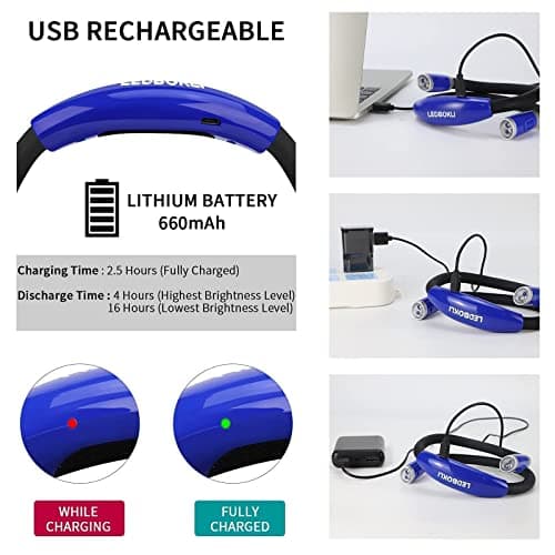 Rechargeable LED Neck Reading Light, 2 Pack, Bedtime Book Light