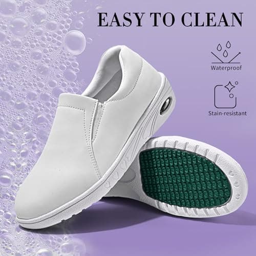 Women's Lightweight Comfortable Waterproof Slip-On Nurse Shoes for Work and Food Service
