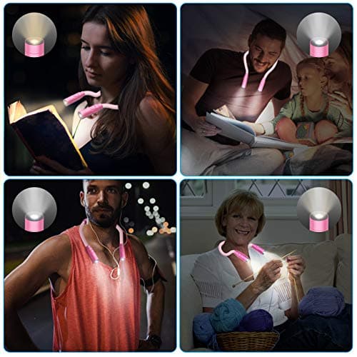 Upgraded LED Neck Reading Light with 3 Colors and Adjustable Brightness