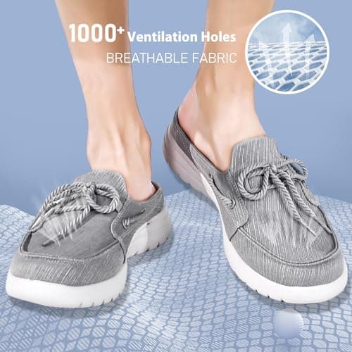 Buyrew Women's Comfortable Knit Canvas Clogs with Arch Support