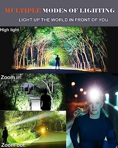 Rechargeable IP65 Waterproof LED Headlamp with Motion Sensor (2 Packs)