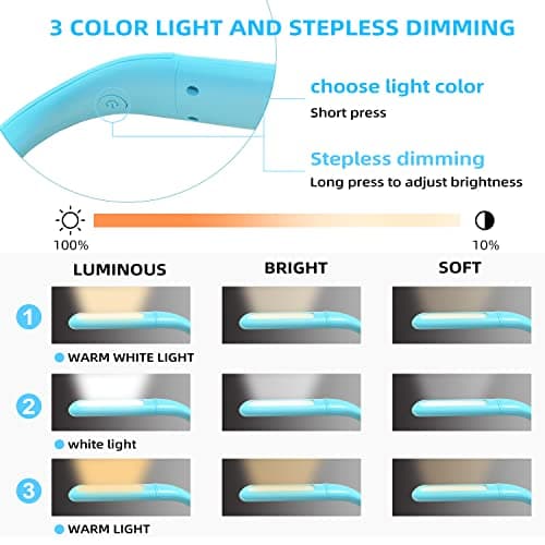 Adjustable Brightness LED Desk Reading Lamp, 3 Color Modes, Bendable Arm (1 PCS)