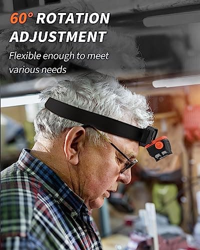 Rechargeable IP65 Waterproof LED Headlamp with Motion Sensor (2 Packs)