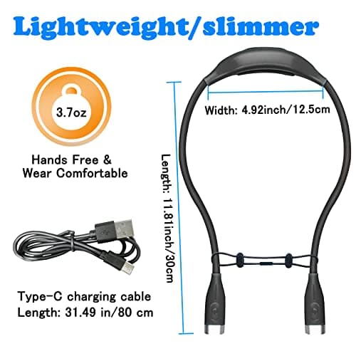 LED Reading Light, 3 Brightness Levels, USB-C Rechargeable, Bedtime Reading, Knitting, Crocheting, Camping