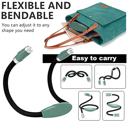 Army Green Rechargeable 4 LED Neck Reading Light with 3 Brightness Levels