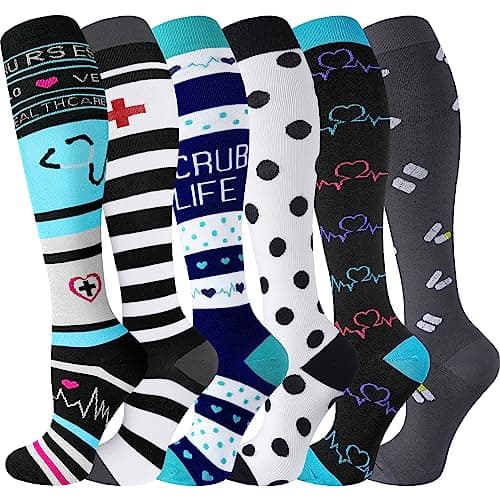 Best Knee High Compression Socks 20-30 mmHg for Running, Nurses & Travel
