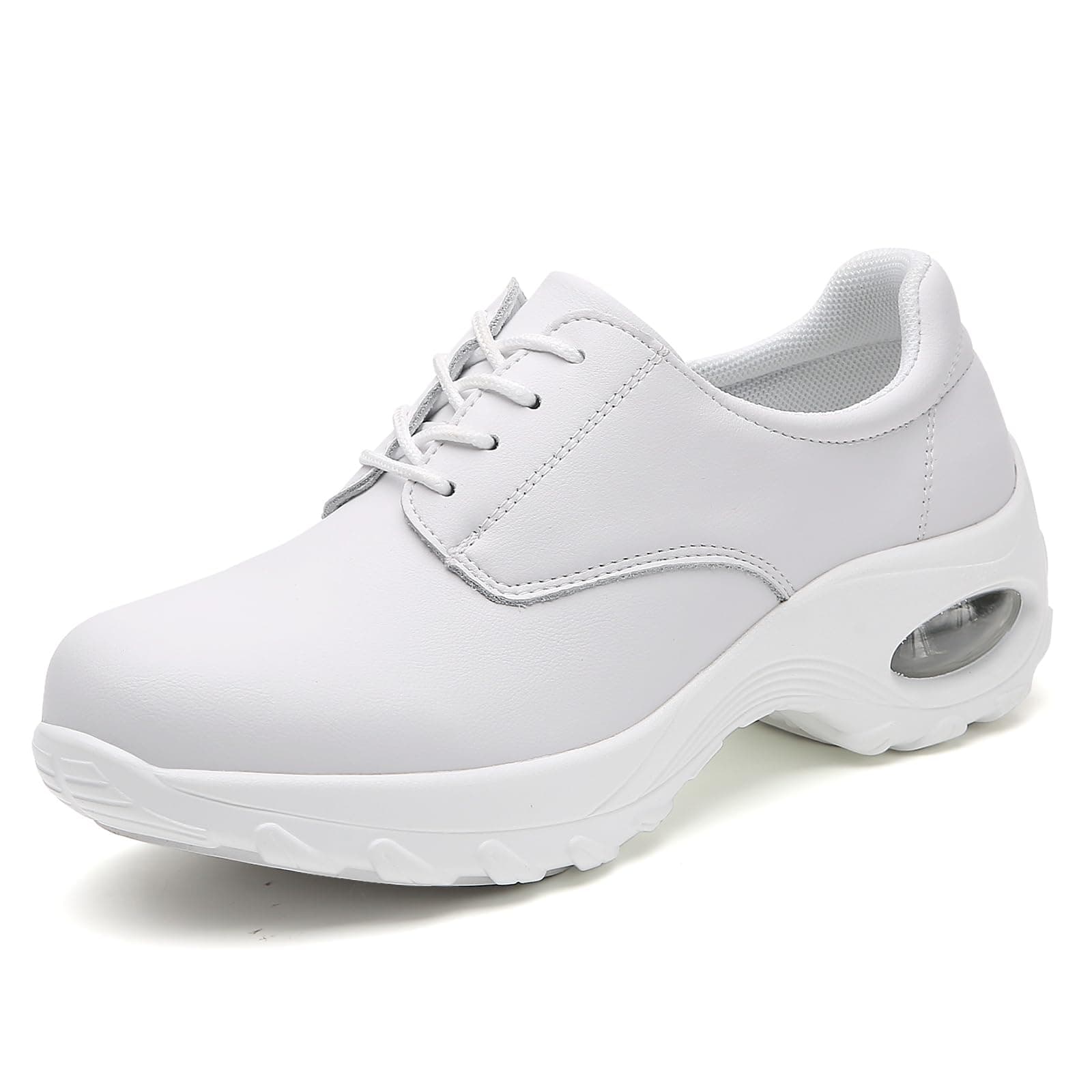 DR.XIRURUCO Women's Lightweight Faux Leather Lace-Up Nursing Shoes