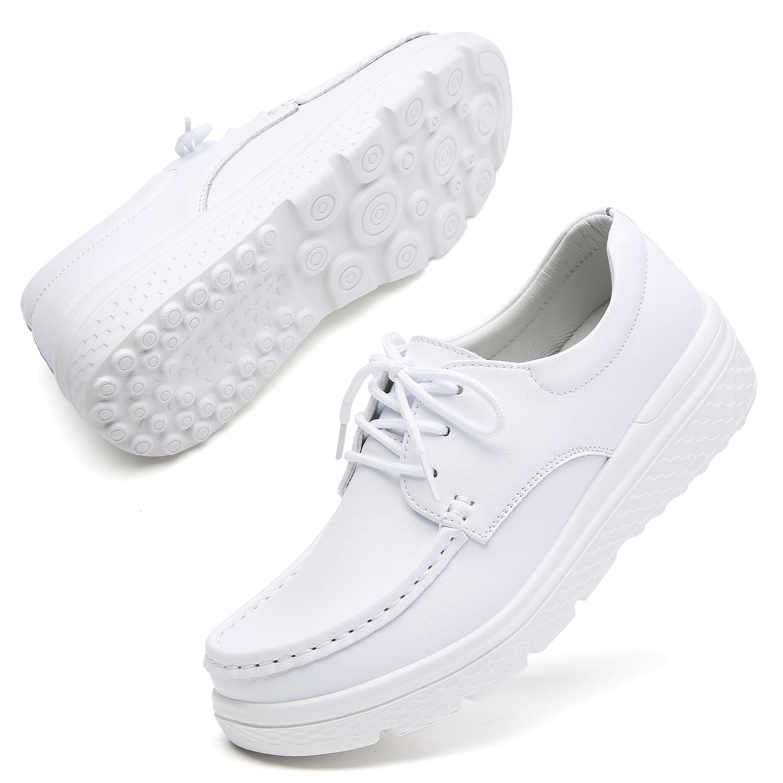 OVPMKC Women's Lightweight Comfortable Nursing Leather Loafers