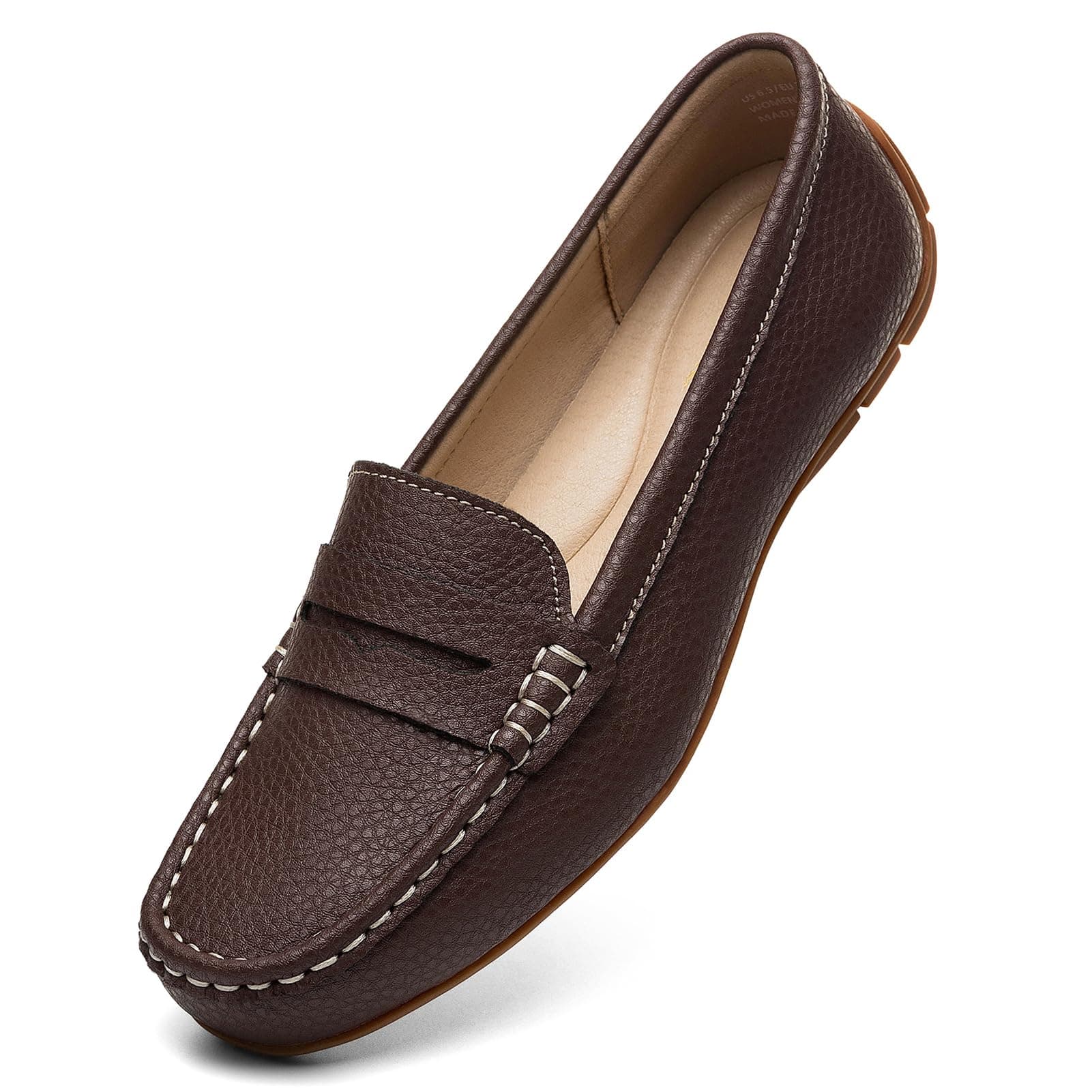 KORDAL Women's Lightweight Leather Penny Loafers - Comfortable Business Casual Shoes