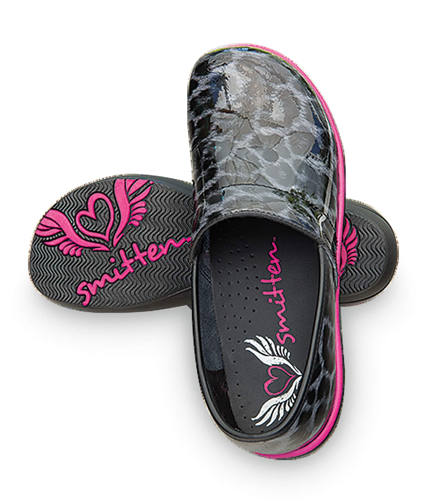 Smitten Women's Faux Patent Leather Clog Medical Shoe Heartthrob