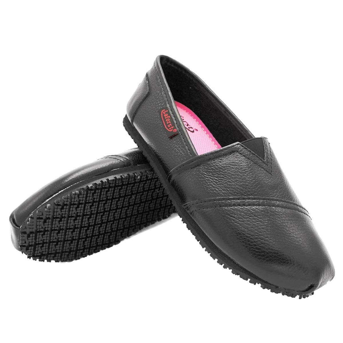 Laforst Froggee Women's Leather Nonslip Slip-On Flat for Servers & Nurses+Free Socks