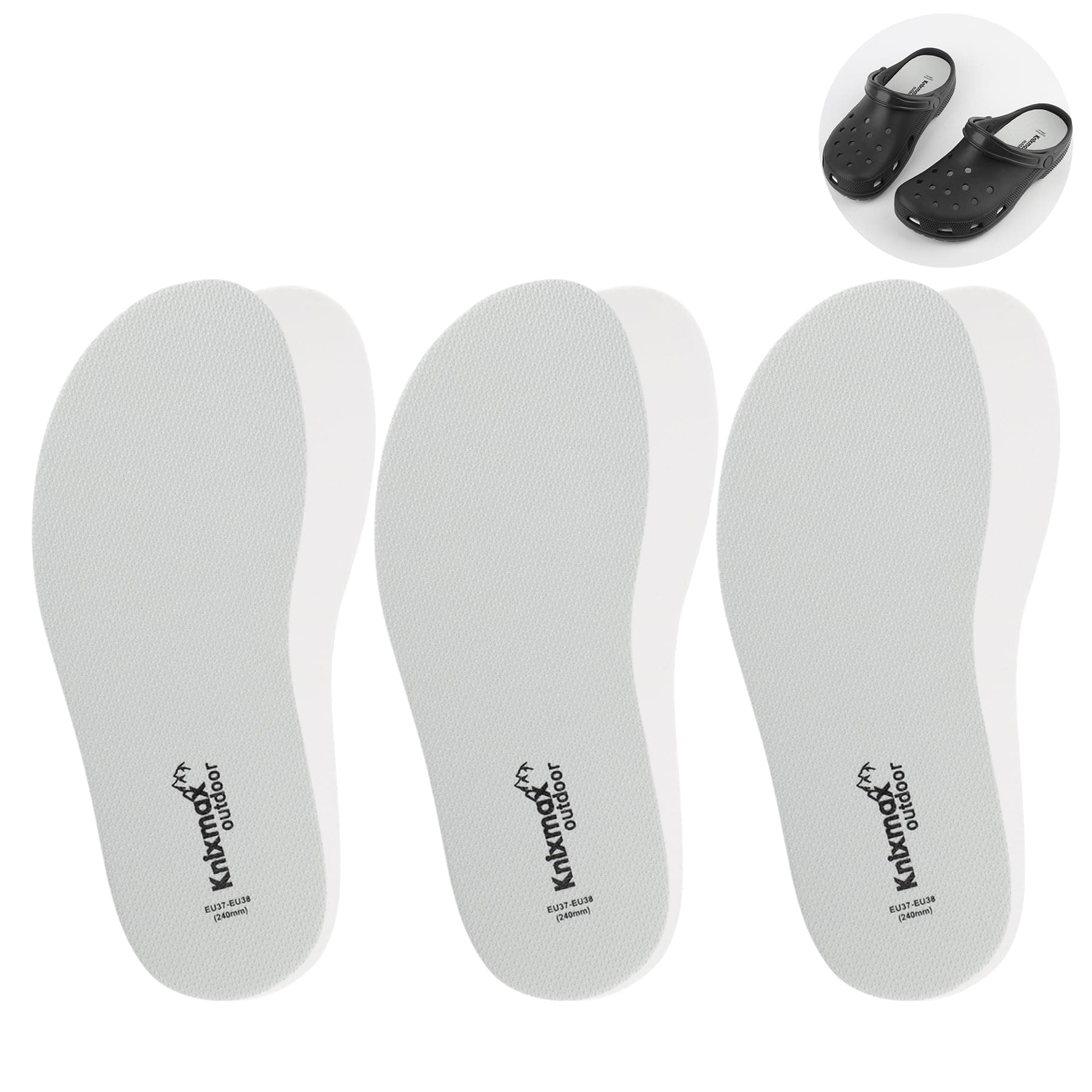 Ultra-Thin Crocs Insoles for Comfort, Gardening, Nursing, Chef, Waterproof Boots Size 7/EU40 Grey