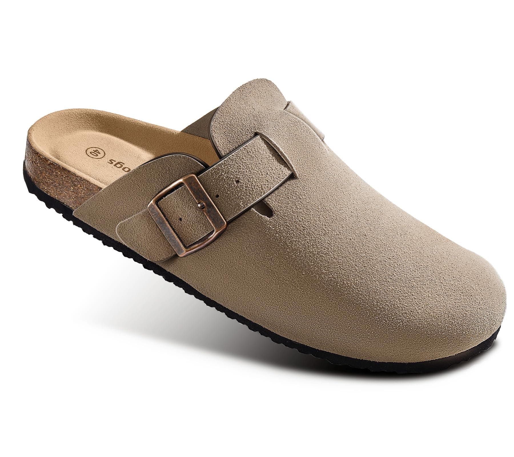 BULLIANT Women's Crease-Resistant Suede Clogs with Cushioned Coak Footbed